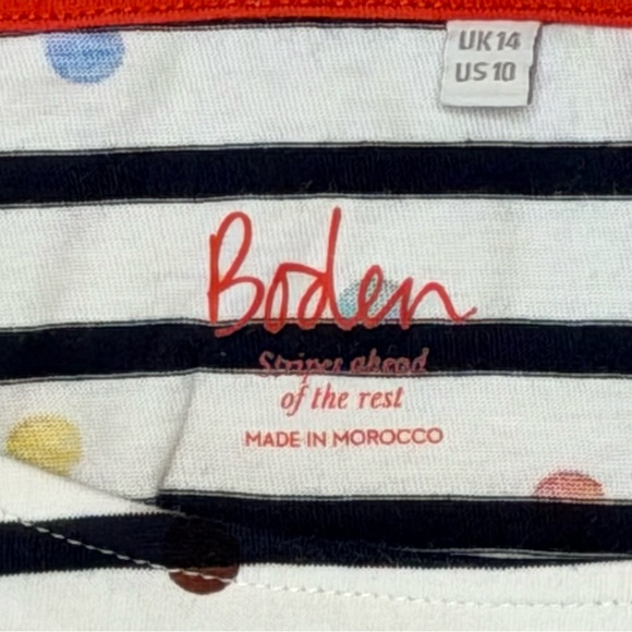 Boden Stripes Ahead Of The Rest Breton Top Long Sleeve Boat Neck Women’s size 10 - Picture 4 of 11